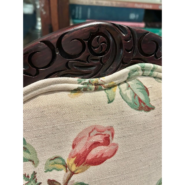 Wood Mid 20th Century Louis XV Armchair Fauteuil Upholstered in Raymond Waites Magnolia Linen Fabric For Sale - Image 7 of 11