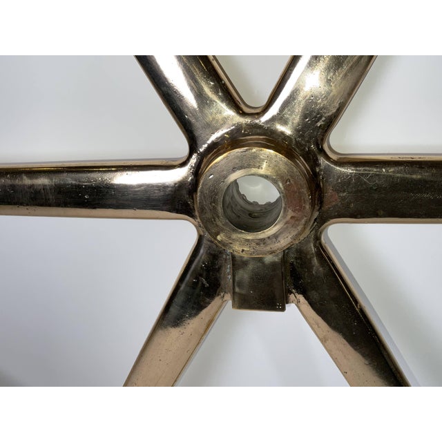 Large Brass Ships Wheel For Sale - Image 4 of 9