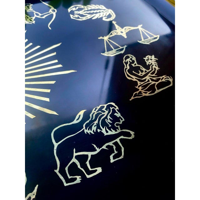 Black Celestial Zodiac Tray Vintage Couroc of Monterey | 12 Astrological Signs | Mid-Century California Design For Sale - Image 8 of 15
