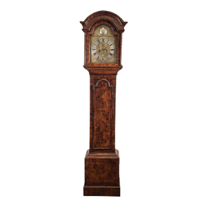 Queen Anne Burl Walnut Long Case Clock by Thomas Perkins