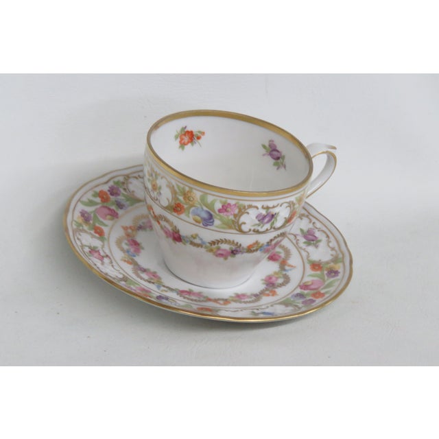 Mid-Century Modern Schumann Arzberg Germany Bone China Flowers Tea Cup and Saucer Set 4650b For Sale - Image 3 of 12