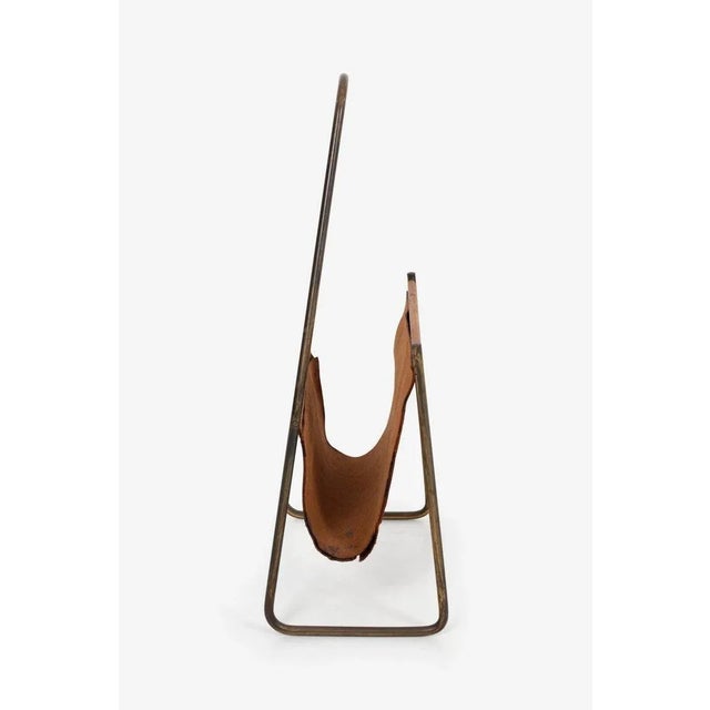 Mid 20th Century Carl Auböck Brass and Leather Magazine Rack For Sale - Image 5 of 11