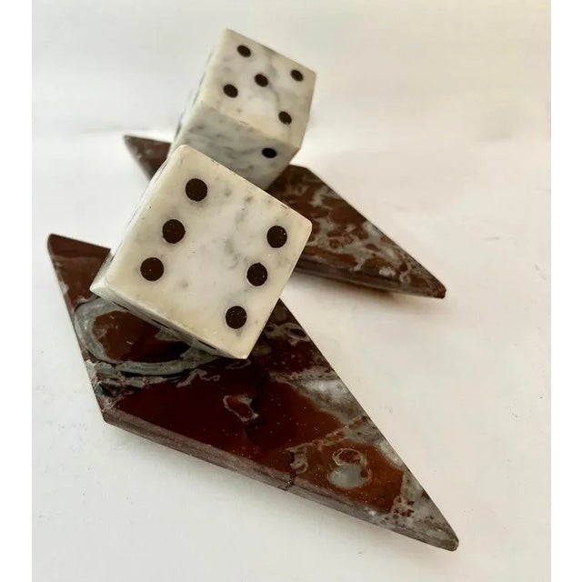 Stone Marble Dice Bookends with Marble Bases - A Pair For Sale - Image 7 of 11
