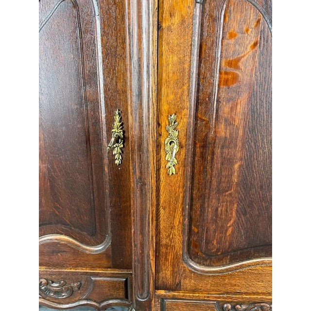 Wood Antique French Louis XVI Carved Oak Cabinet For Sale - Image 7 of 18