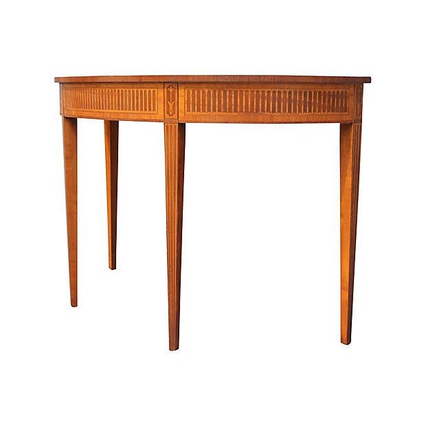 Wood Inlay Demilune Console Table Chairish