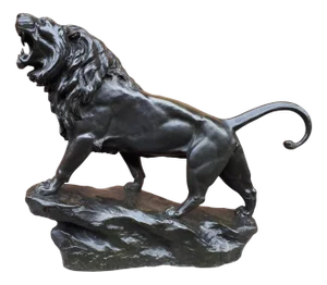Bronze Sculpture of Roaring Lion by Léon Bureau, 1890s