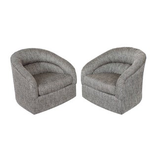 Directional Milo Baughman Swivel Armchairs - Pair For Sale