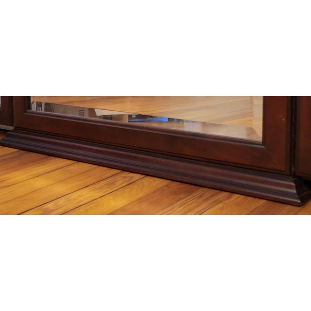 1990s Lineage by Drexel Trifold Cherry Dresser Mirror For Sale - Image 9 of 11