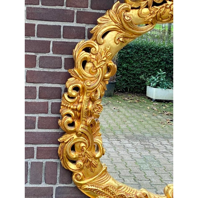 1970s Italian Rococo Gold Beech Wall Mirror For Sale - Image 11 of 12
