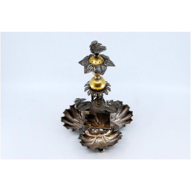 Silver Toothpick Holder with Three Shell-Shaped Holders For Sale - Image 11 of 12