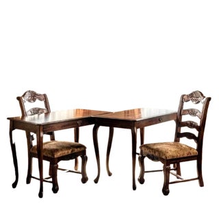 1970s The Dualist Atelier: Grand Partners Office Suite With Matching Queen Anne Writing Desks & Sculptural Mediterranean Carved Chairs For Sale
