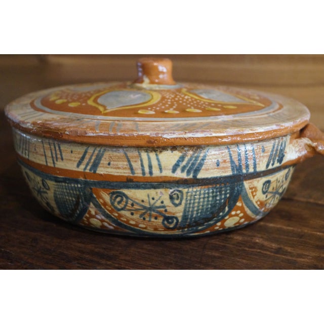 1940s Glazed Mexican Lidded Pottery Dish For Sale - Image 4 of 9