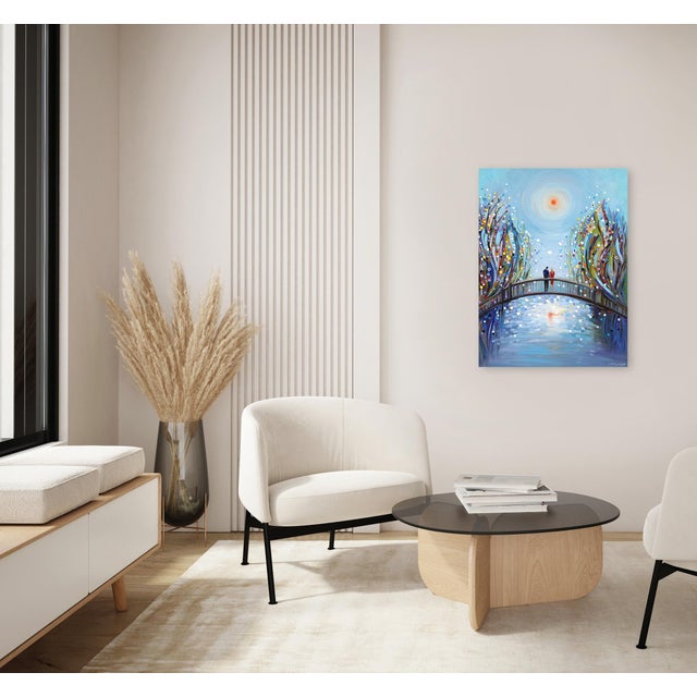 Blue Hidden Hearts - Dreamy Color Drenched Textured Impasto Figurative Painting Original Artwork by Ekaterina Ermilkina For Sale - Image 8 of 9