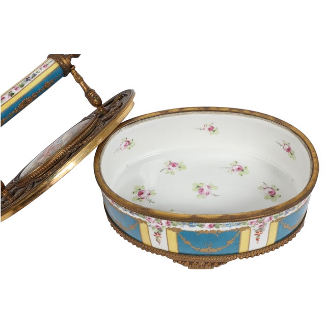 Antique 19th C French Porcelain Bronze Mounted Portrait Box.