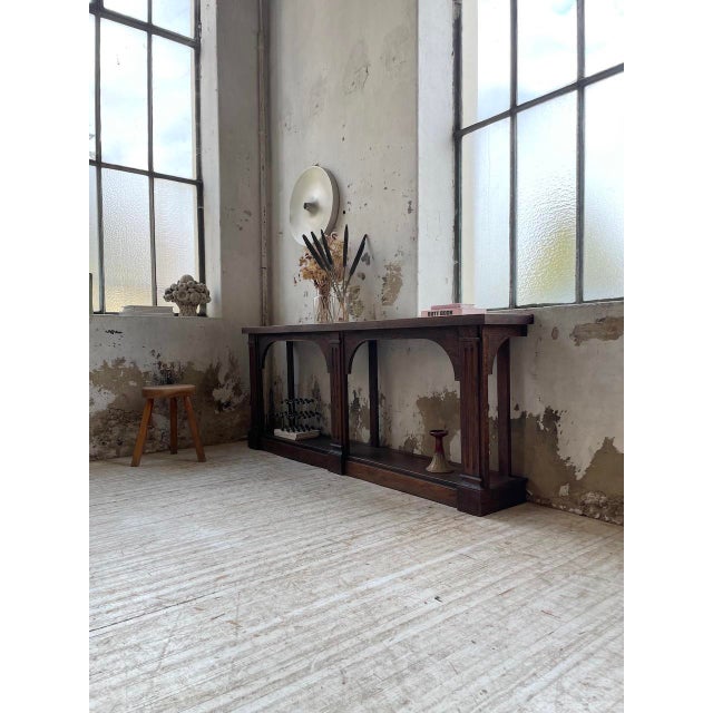 Oak Console Table with White Marble Top, 1970 For Sale - Image 14 of 18