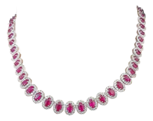 37.88 Ct Natural Ruby & Diamond Necklace