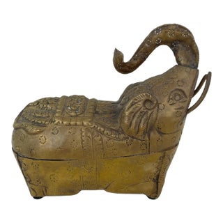 Primitive-Style Brass Elephant Box For Sale