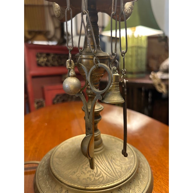 Late 19th Century Antique, Anglo, Indian Brass Table Lamp With String Shade. For Sale - Image 5 of 6