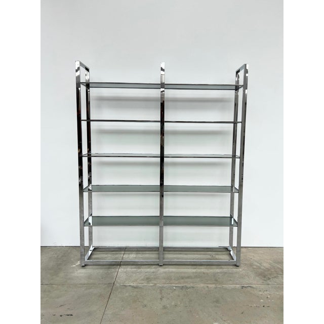 Italian Chrome and Smoked Glass Bookcase, 1970s For Sale - Image 4 of 16