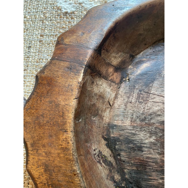 Antique Wooden Parat Dough Kneading Bowl For Sale - Image 4 of 12