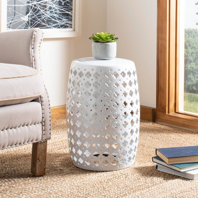 Ceramic Garden Stool in White | Chairish