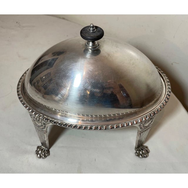 Metal Antique 1800s Ornate Empire Silverplated Footed Bacon Breakfast Server Dome Dish For Sale - Image 7 of 14