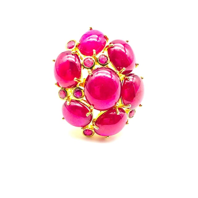 Early 21st Century Bochic "Orient" Vintage African Multi Ruby Ring Set In 18K Yellow Gold & Silver For Sale - Image 5 of 18
