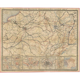 Franco-Prussian War Campaign Map of France and Germany, 1871 For Sale
