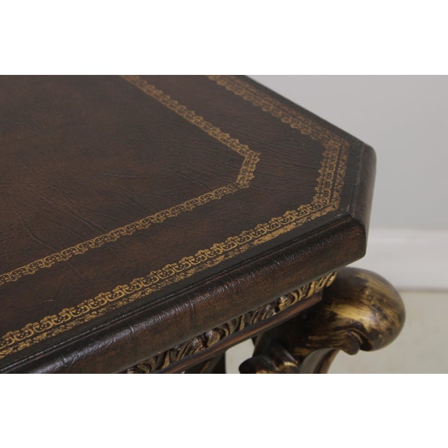 Metal Designer Metal Base Leather Top Console Table For Sale - Image 7 of 18