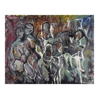 Large Scale Neo-Expressionist Figurative Composition in Oil on Canvas by Daniel David Fuentes For Sale