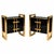 Black glass and polished brass give this pair of Italian bedside tables a graphic, high-contrast character. Handcrafted to...