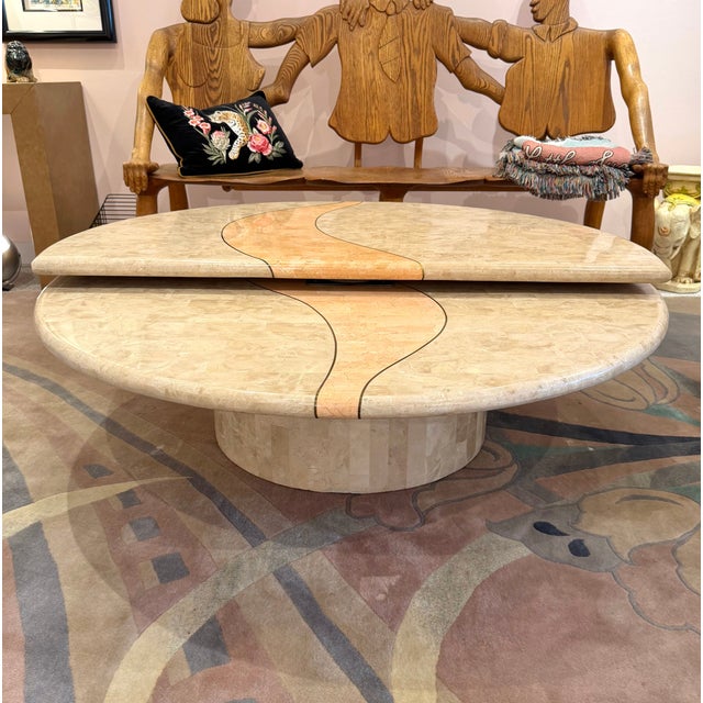 Vintage Tessellated Travertine Swivel Coffee Table by Casa Bique For Sale In New York - Image 6 of 14