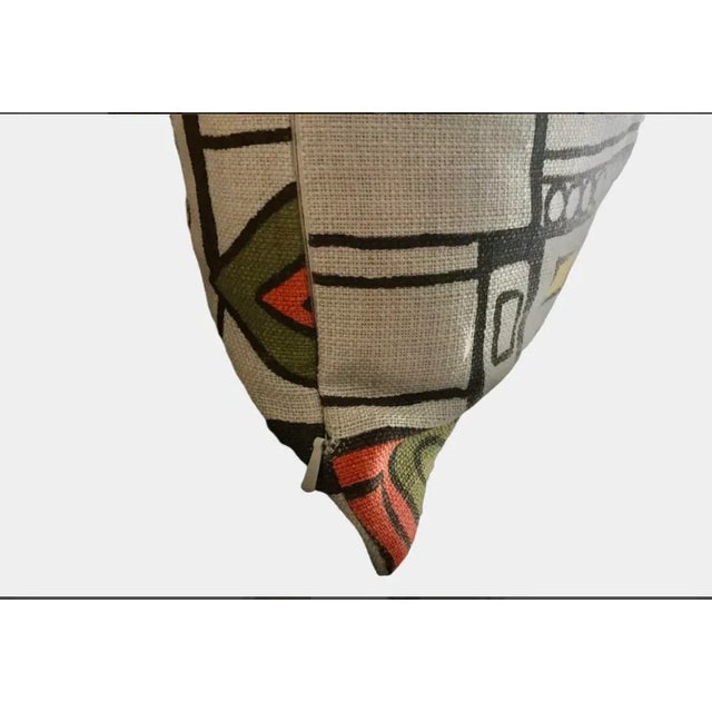 Abstract 1960's Linen Abstract Pillow For Sale - Image 3 of 4