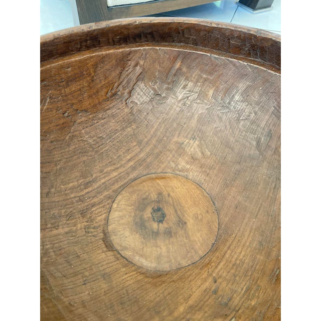 Wood Large Rustic Teak Wood Bowl For Sale - Image 7 of 8