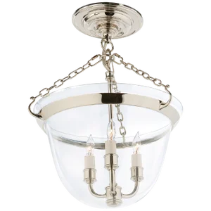 Chapman & Myers for Visual Comfort Signature Country Semi-Flush Bell Jar Lantern in Polished Nickel