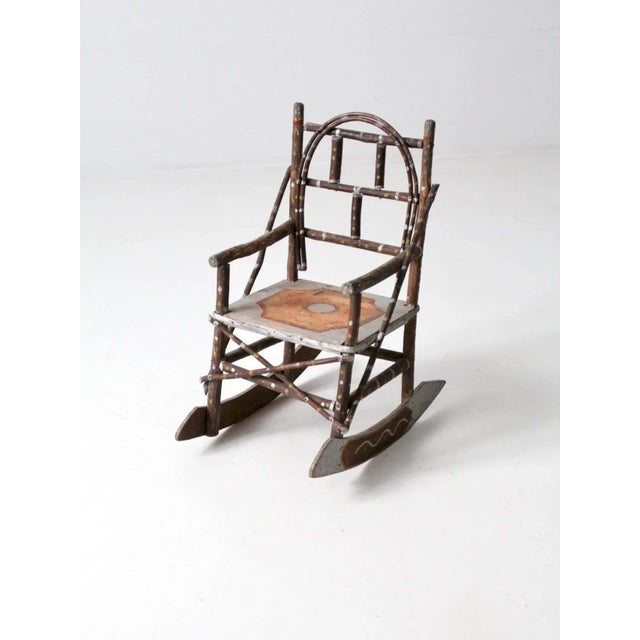 Antique Folk Art Children's Rocking Chair For Sale - Image 10 of 10