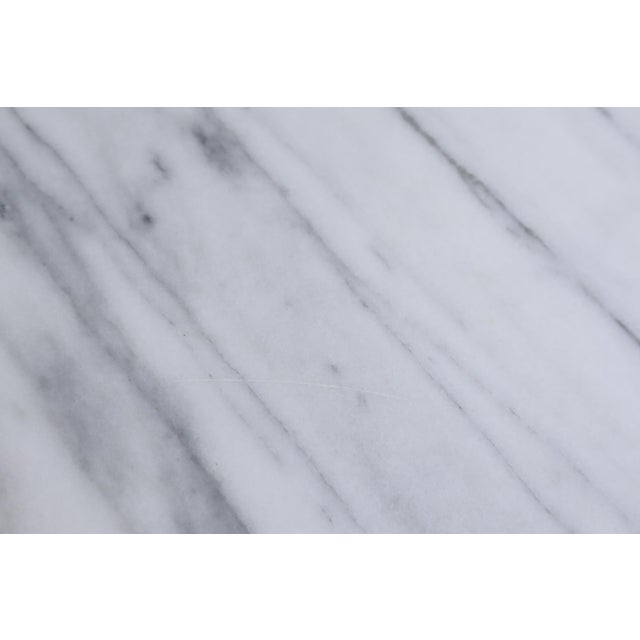 White Vintage Italian Solid Carrara Marble Pedestal Dining Table With 6 Stools Garden Bistro 50's 60's Hollywood Regency Neoclassical For Sale - Image 8 of 11