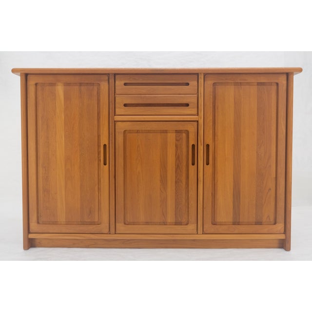 Solid Teak Danish Mid Century Modern 45" Tall 3 Door Compartment Credenza MINT