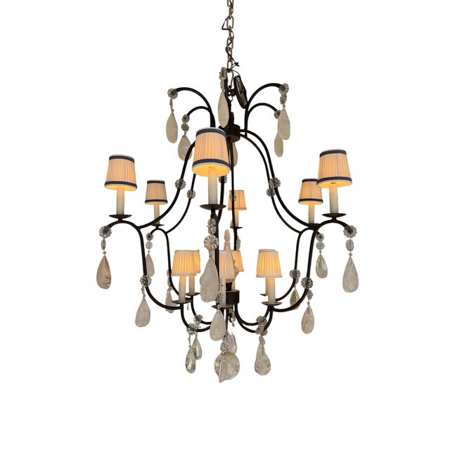 Black Italian Wrought Iron & Rock Crystal Chandelier - 1 of 2 Available For Sale - Image 8 of 8