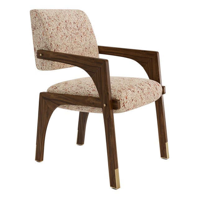 Arches Dining Chair in Chenille and Walnut from Insidherland For Sale