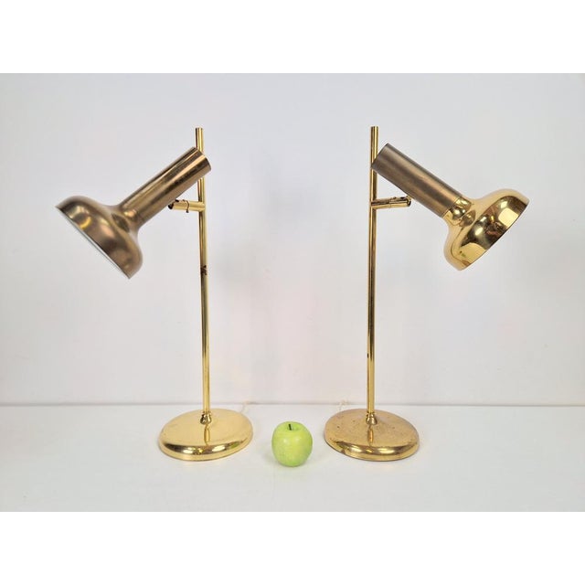 Vintage Brass Trumpet Table Lamps by Solken Leuchten, 1970s, Set of 2 For Sale - Image 6 of 13
