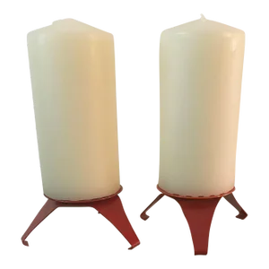 Vintage Mid-Century Modern Metal Candle Stick Holders - a Pair