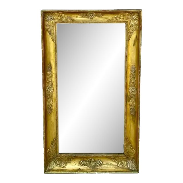 French Empire Giltwood and Gesso Overmantel Mirror For Sale