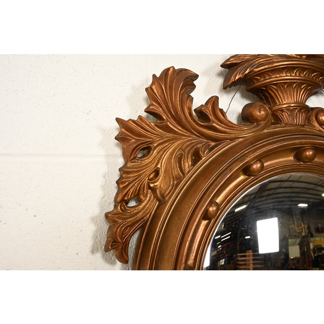 1950s American Federal Gold Gilt Convex Bullseye Eagle Wall Mirror For Sale - Image 5 of 11