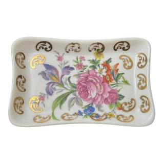 Vintage Manufacture De Couleuvre "Pâte De Limoges" Gilded Floral Trinket Dish For Sale