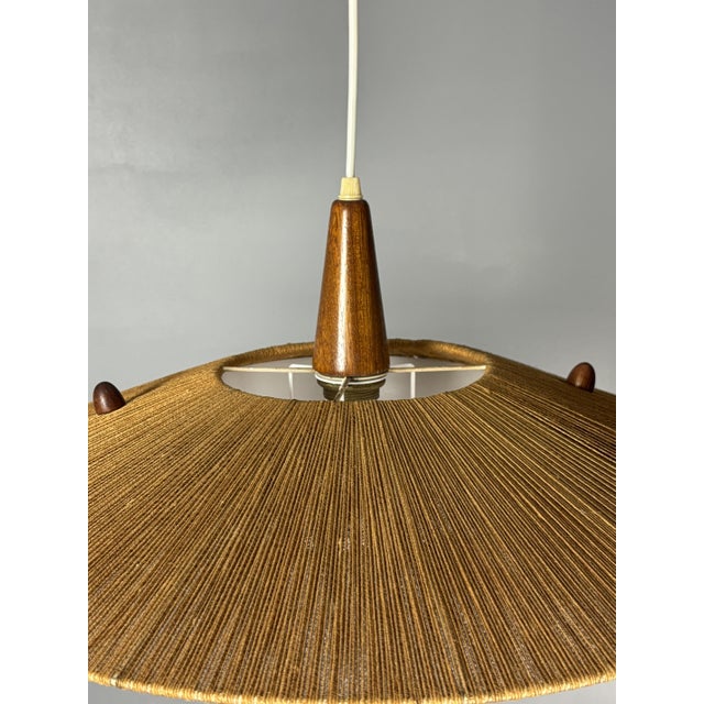 Large Mid-Century Teak and Sisal Cord Pendant from Temde Leuchten, 1960s For Sale - Image 10 of 18