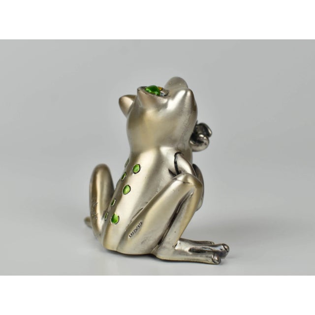 Late 20th Century Italian Silver Plate Metal Frog Figurines - 2 Pieces For Sale - Image 4 of 13