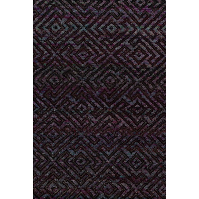 Rug & Kilim’s Contemporary Rug in Blue and Purple Geometric Patterns For Sale In New York - Image 6 of 7