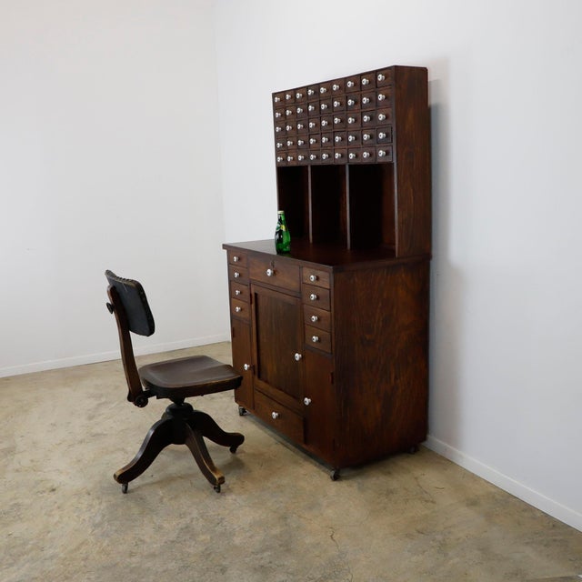 Brown Vintage Painter Chest of Drawers with Porcelain Knobs For Sale - Image 8 of 18