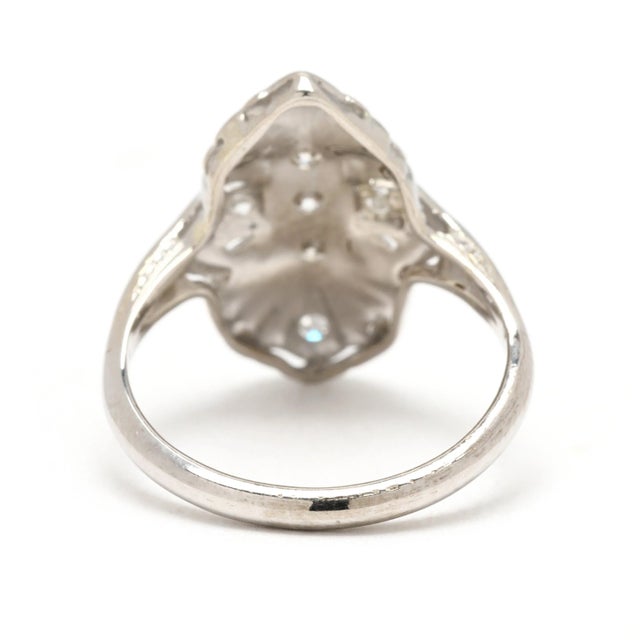 1920s Art Deco .20ctw Diamond Navette Ring, 14k White Gold, Ring Size 6 For Sale - Image 4 of 6